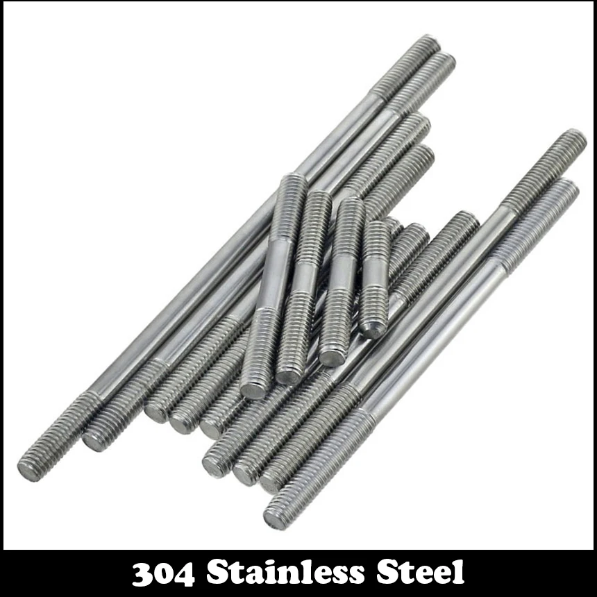 

M10 M10*90 M10x90 M10*100 M10x100 M10*110 M10x110 304 Stainless Steel ss DIN835 Screw Headless Double End Thread Rod Bolt Stud