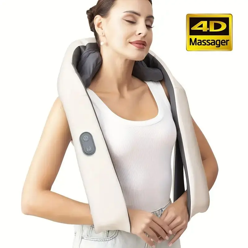 3D Heated Deep Tissue Kneading Shiatsu Electric Rechargeable Neck Massager Cushion Pillow for Neck Shoulder Waist Leg Relax