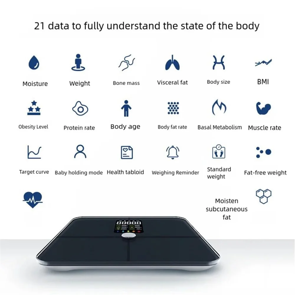 Smart Scale Pro Digital Bathroom Scale Wi-Fi Bluetooth Measurements Including Weight Heart Rate Body Fat