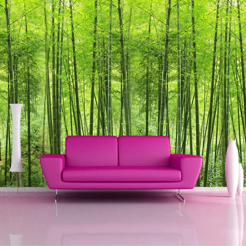 Natuur Landschap Groen Bamboe Bos Foto Muurschildering Aangepaste Grootte 3D Behang Voor Muur Woonkamer TV Bank Achtergrond Muur Decor