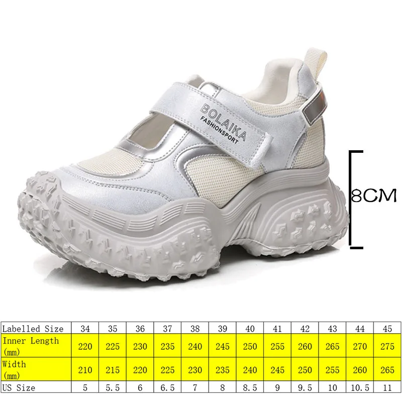 Fujin 8cm Air Mesh Summer Genuine Leather Loafer Fashion Comfy Hook Women Sandals Platform Wedge Shoes Vulcanize Chunky Sneakers