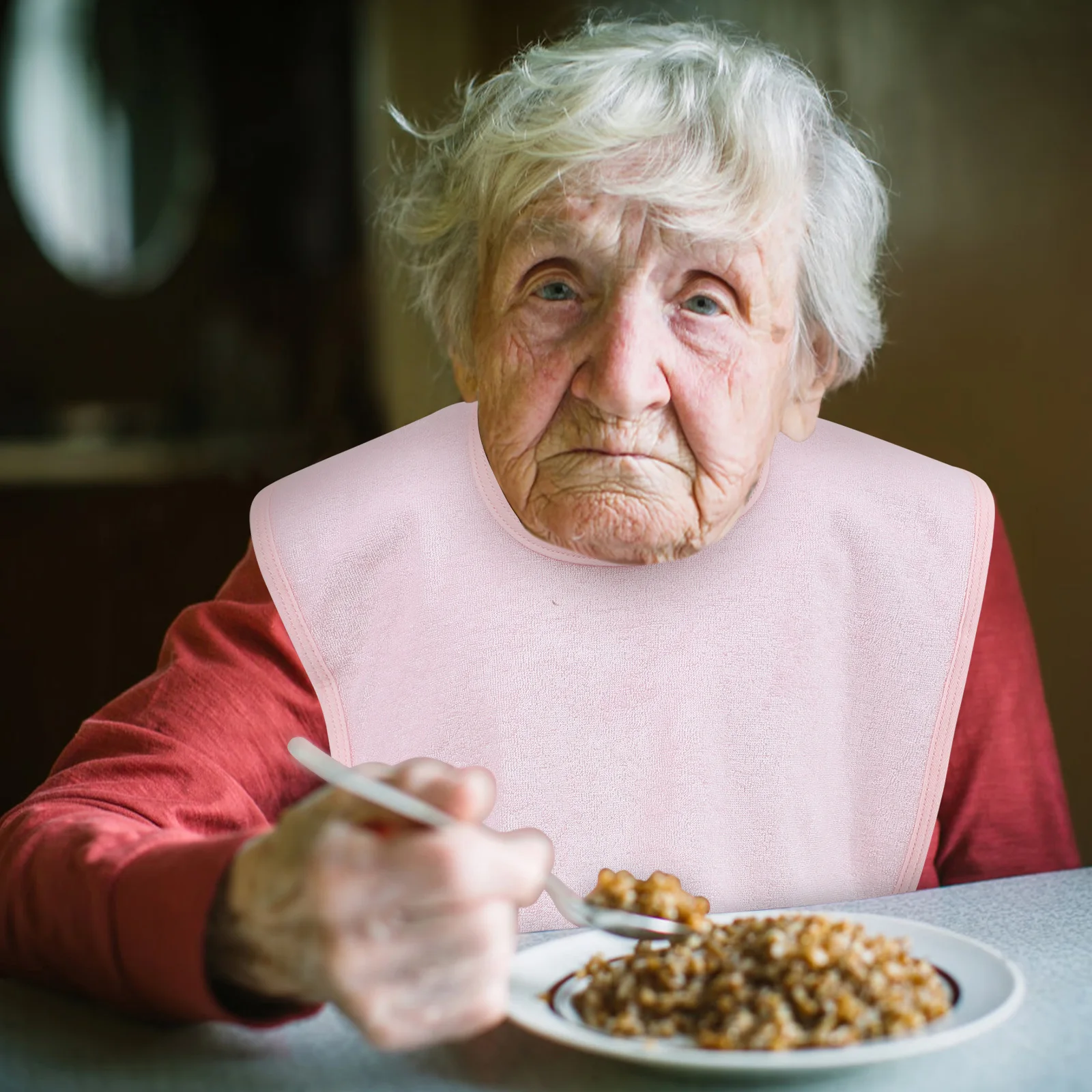 

Adult Bib Waterproof Adjustable Eating Apron Clothing Protector for Elder Patient Meal Use Soft Tpu Bamboo Fabric