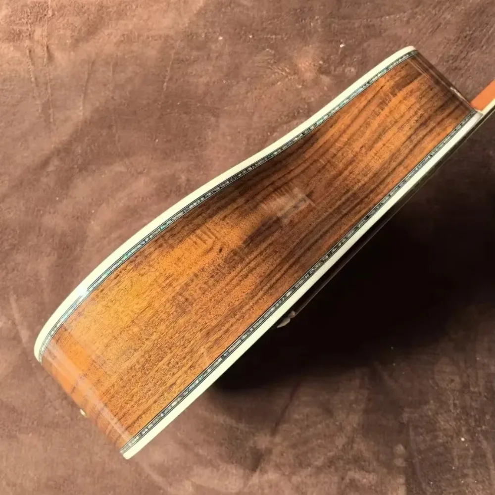 شحن مجاني جيتار صوتي زاوية D45 بني جميع كوا خشب الأبنوس لوحة أصابع العظام 20 فريتس #4