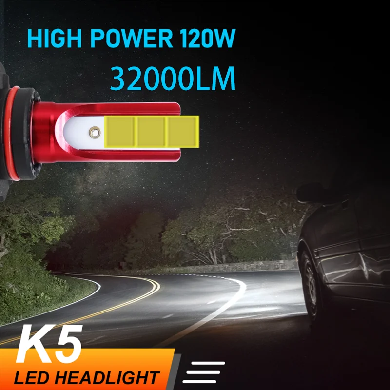 CAMOTO 2 قطعة H4 LED المصباح 32000LM 120 واط LED H7 H1 H11 H8 H9 9005 9006 HB3 HB4 6000 كيلو مصابيح الثلج أضواء الضباب السيارات سطوع عالية