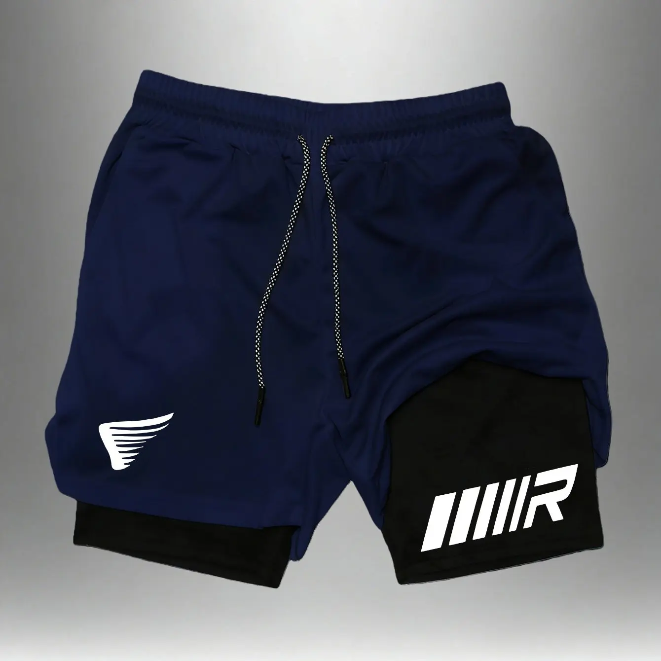 

Men Fitness Built-in pocket sports Shorts Summer 2 In 1 Quick Dry Gym Beach shorts Running Double-deck Shorts mesh sweatpants
