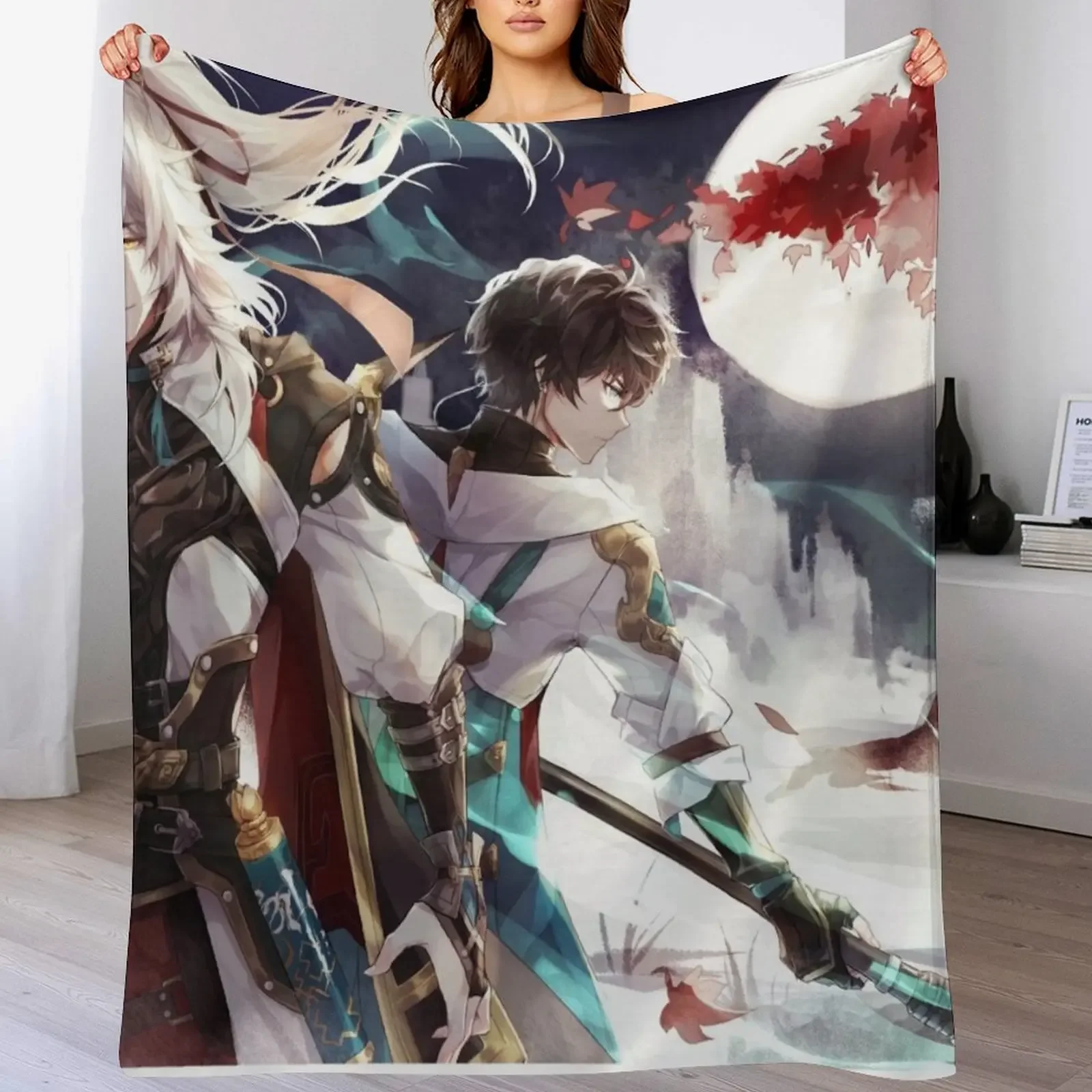 

Honkai Star Rail Blade and Jing Yuan Throw Blanket Stylish Warm Blanket for Living Room Bedroom