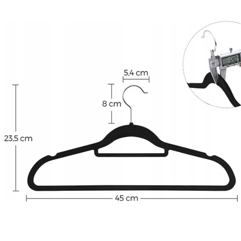 Velvet Non Slip Hangers 20 Pack,Heavy Duty Black Hangers for Coats,Pants & Dress Clothes,Space Saving Felt Hangers for Clothing