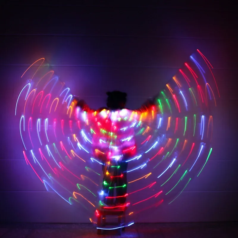 

2026 Children LED Light Isis Wings Belly Dancing 360 Degree Egyptian Stage Performance New Arrival Kids DJ LED Wings No Sticks