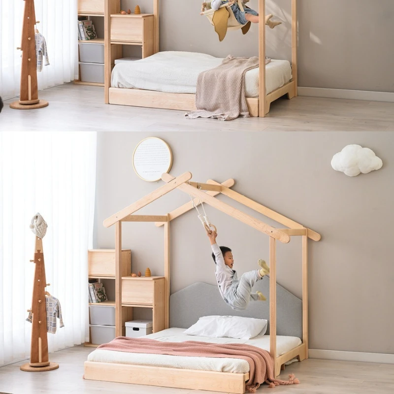

Full solid wood popsicle bed house boys and girls children's room maple solid wood children's pecial baby
