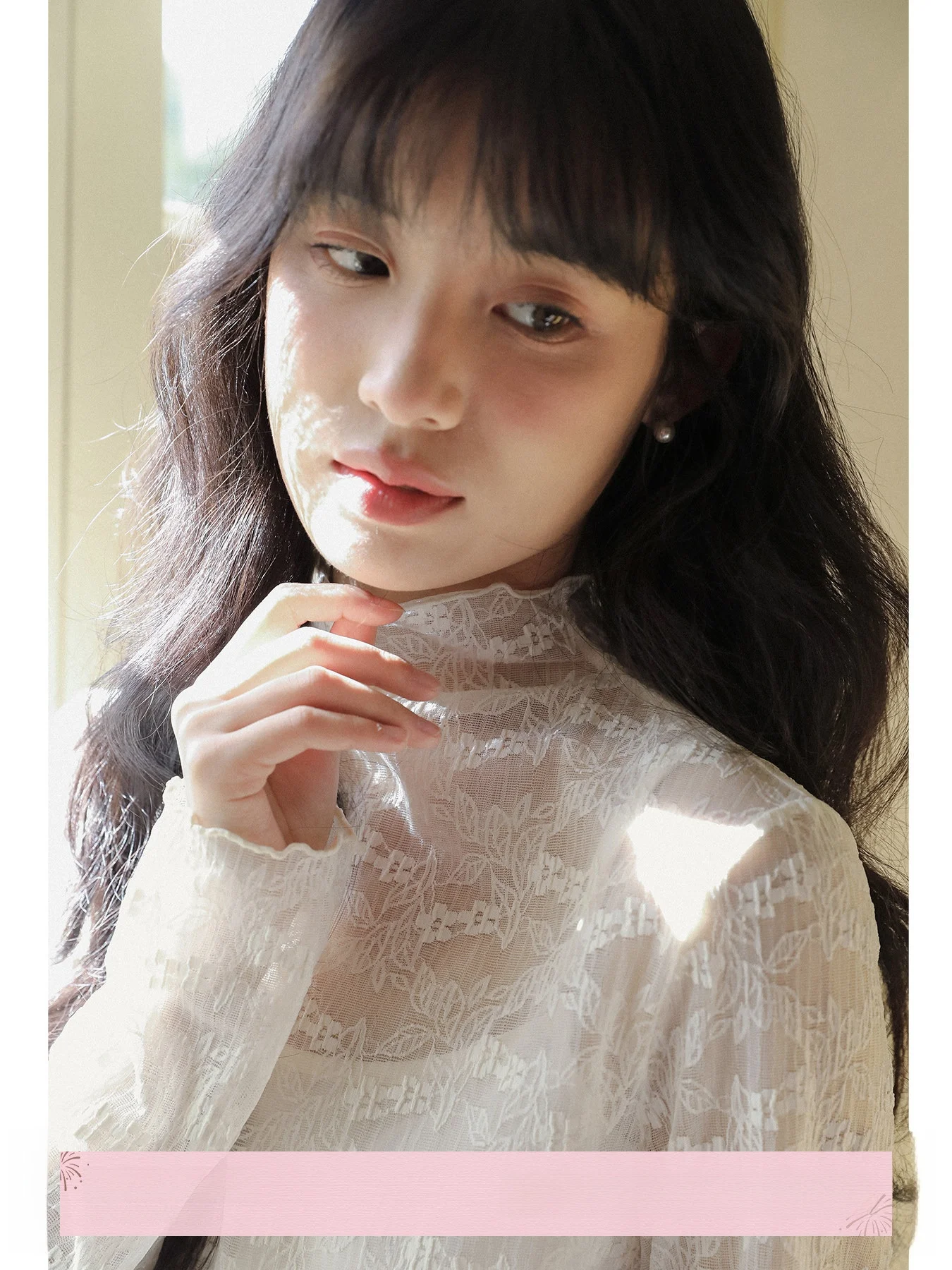 

Cloudy Vanilla Lace Base irt High Collar Women's Inner Wear Winter Sweater Layering Me Top Breathable Ultra-Thin High-Ela...