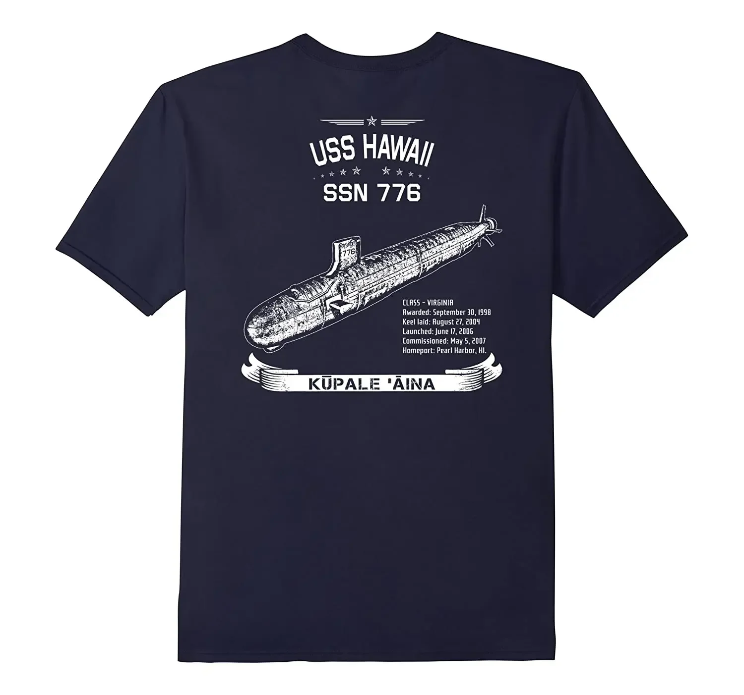 Summer Cotton O-Neck Short Sleeve Mens T Shirt New S-5xl USS Hawaii (SSN 776) Virginia-class Attack Submarine T-Shirt harajuku