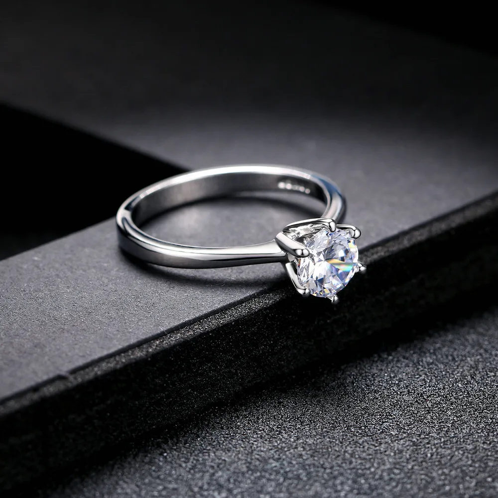 Dubbele Eerlijke 6-klauw Zirconia Princess Cut Bruiloft/Verlovingsring HotSale Zilver Kleur Sieraden Voor Vrouwen anel DFR013