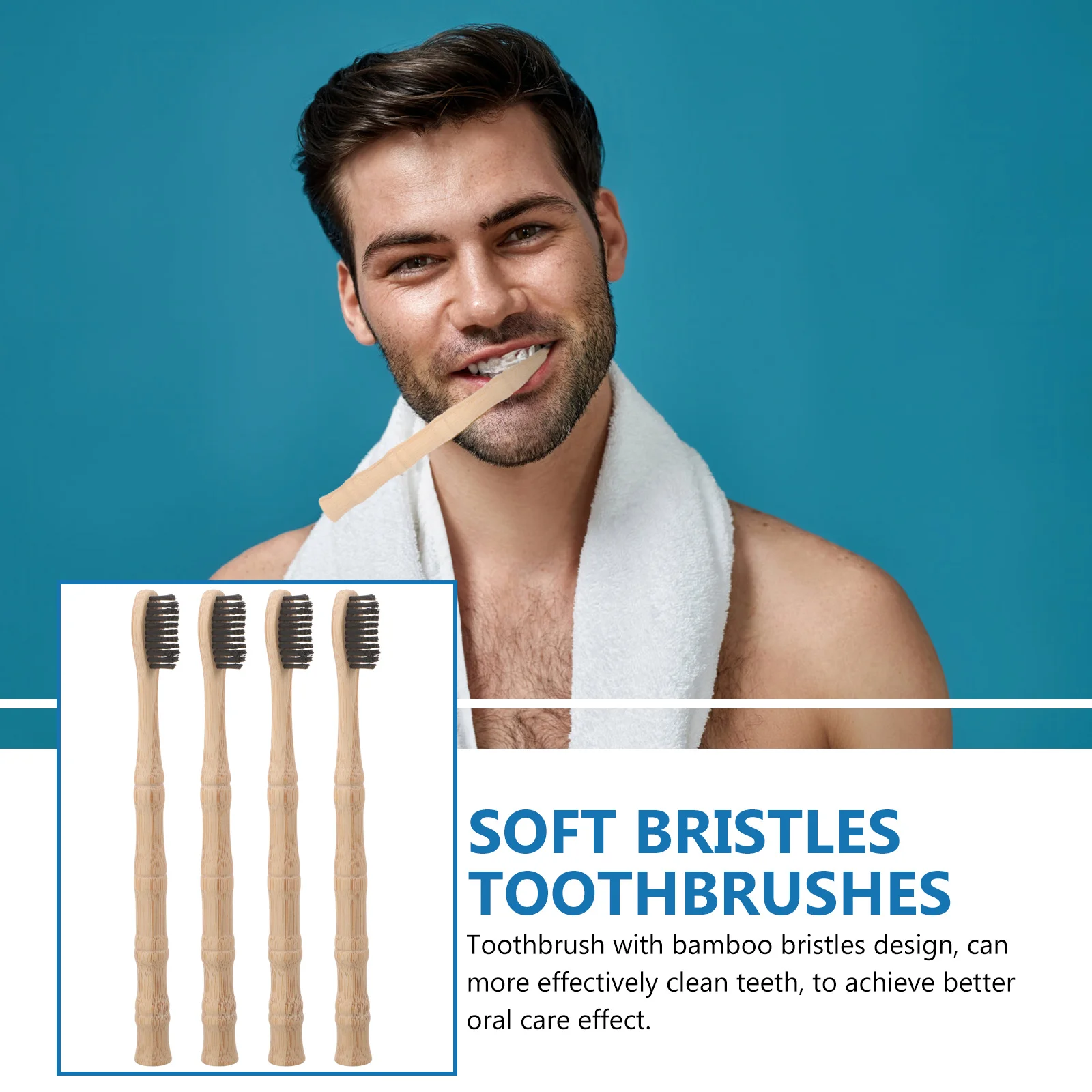 

4Pcs Toothbrushes Soft Bristles Durable Tooth Brush Household Travel Oral Care Bamboo Toothbrush Toothbrush Creative