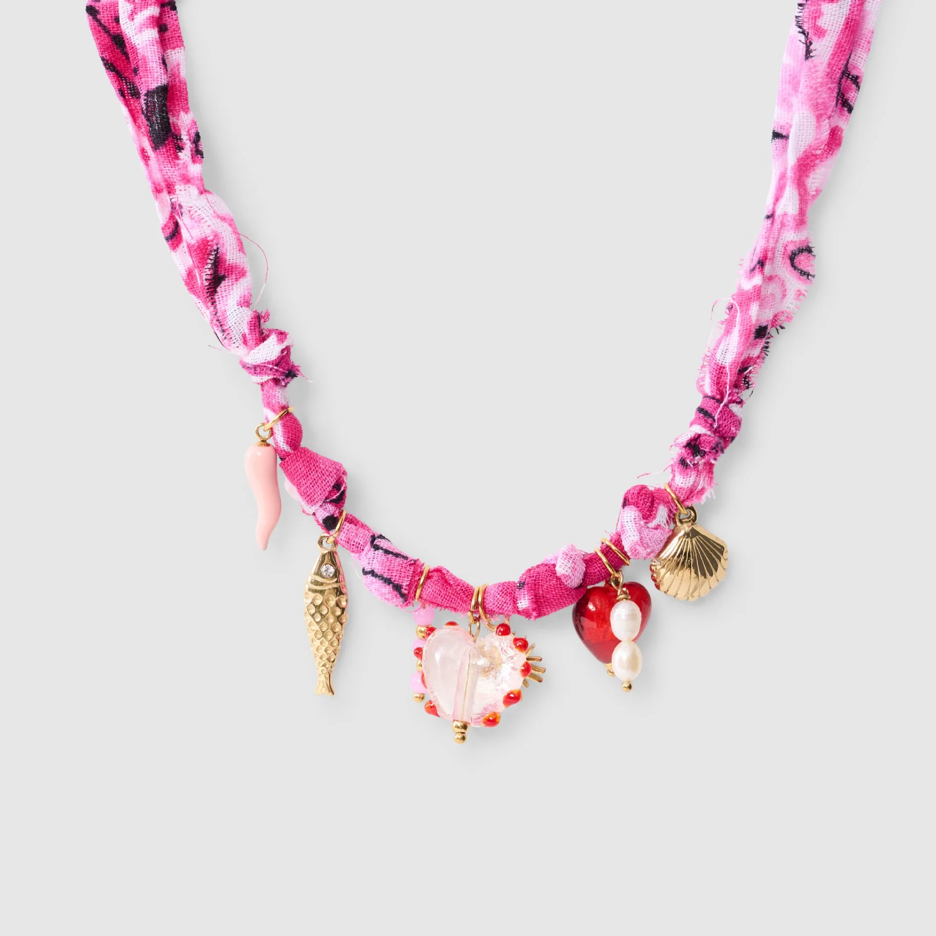 

Fashion Colorful Rope Starfish Shell Small Fish Necklace Sweet Fabric Charm Necklace Stainless Steel Pendant Necklace Accessory