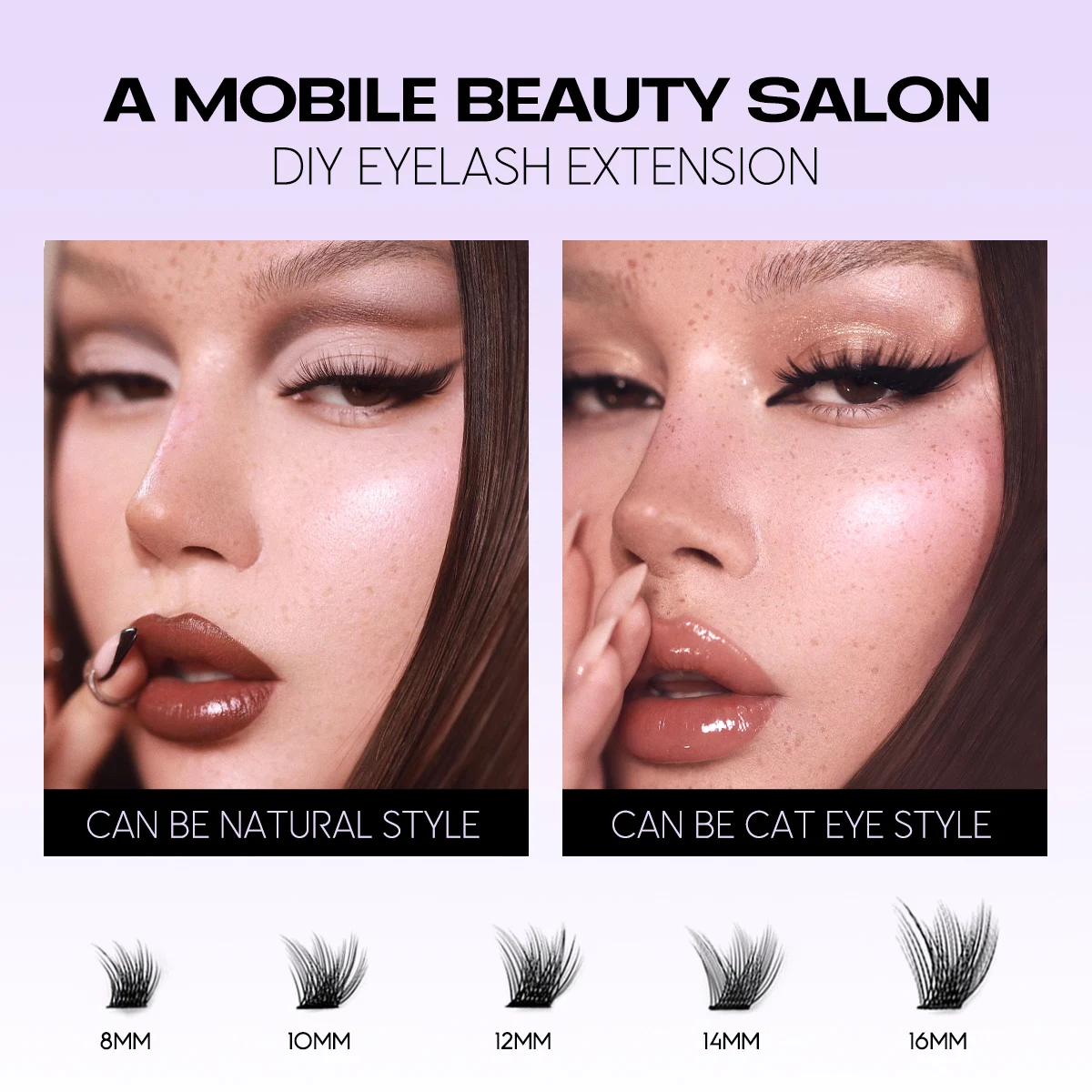 Groinneya diy kit de extensão de cílios individuais cluster mix lash d curl clusters cílios bond e selo ferramenta de maquiagem