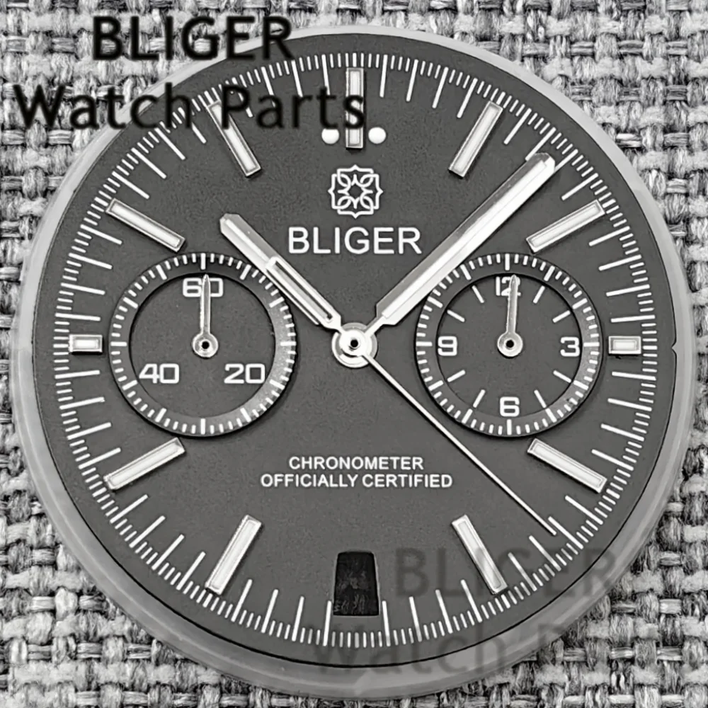 Запчасти для часов BLIGER, 31,5 мм, серый, Pelagos BRFXD, хронограф VK64, циферблат с 5-контактными стрелками VK64, зеленый светящийся механизм VK64