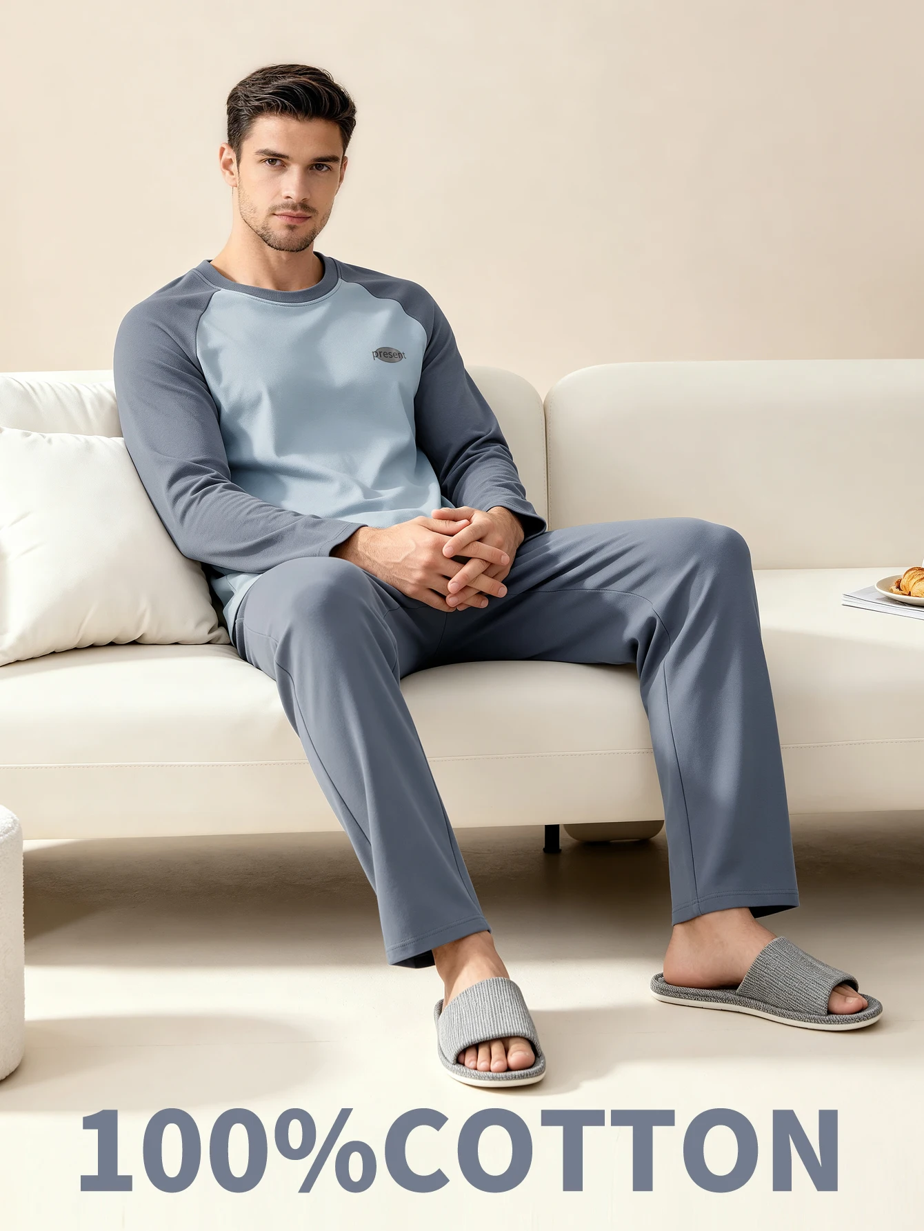 Pyjama en coton à manches longues pour hommes