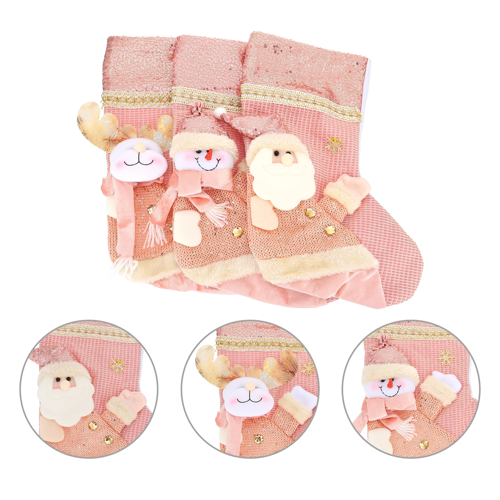 

3pcs Christmas Sock Decor Hanging Pendant For Tree Wall Party Decoration Gift Holder Xmas Stocking Cartoon Ornament Decorative