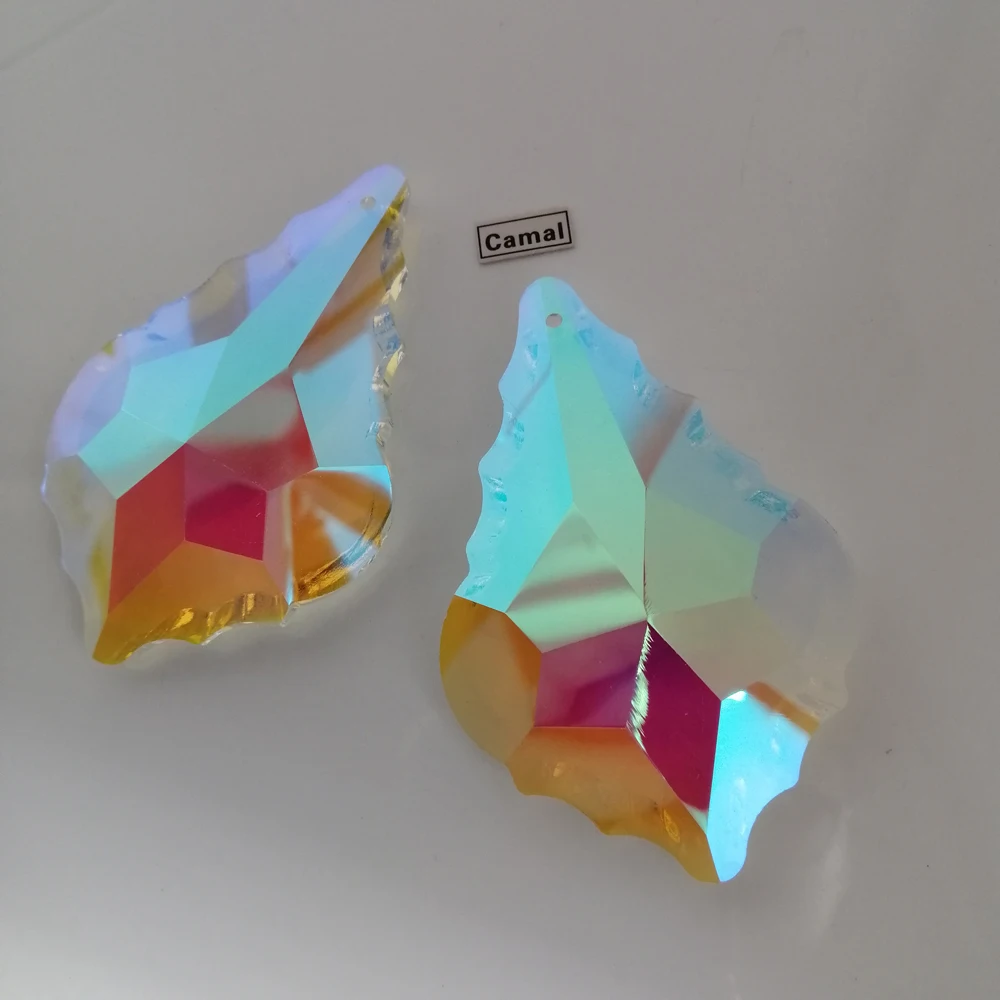 

Camal 2PCS 76mm AB Color Maple Leaf Crystal Prisms Pendant Rainbow Maker SunCatcher Chandelier Lamp Lighting Parts Home Decor