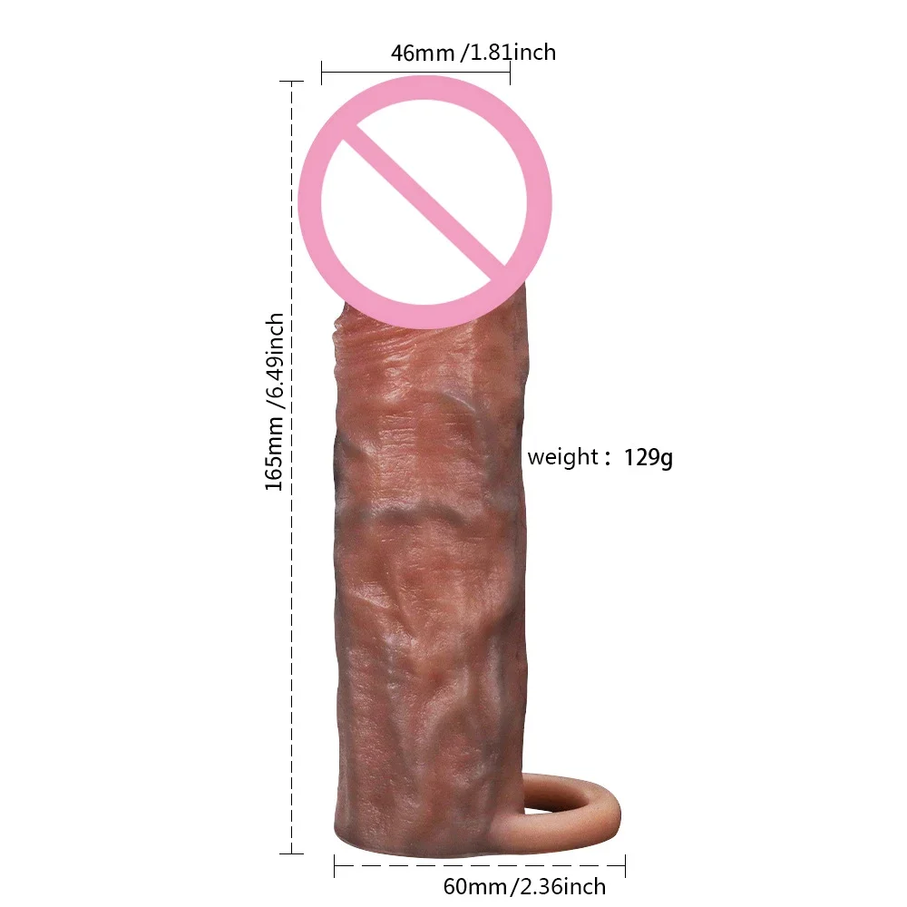 Realistic Penis Sheath Reusable Silicone Condom Cock Extension Sex Toys Artificial Dick Enlargement/Extender Men Penis Sleeve