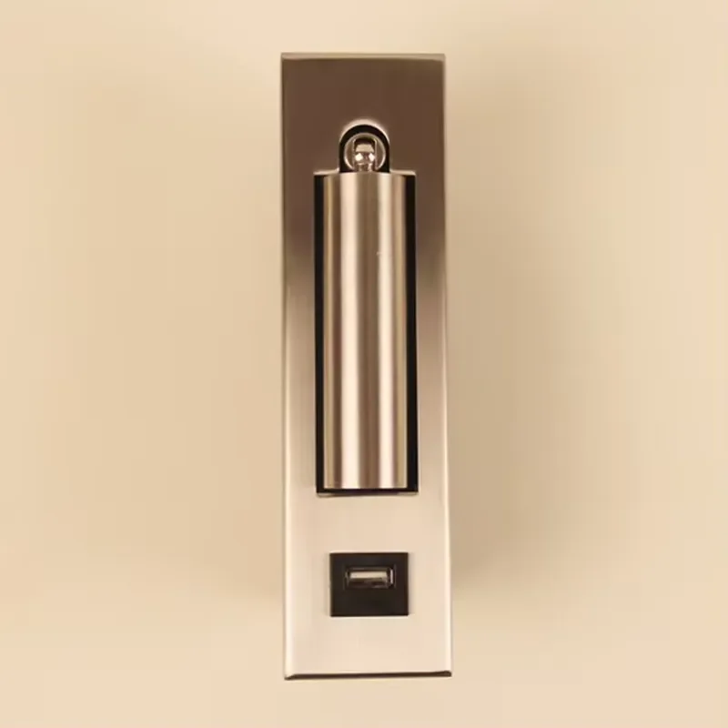 Customized Best Headboard Usb Rechargeable 12v Led Reading Light with Adjustable Head Brushed Nickel Finish for Hotel Bedroom