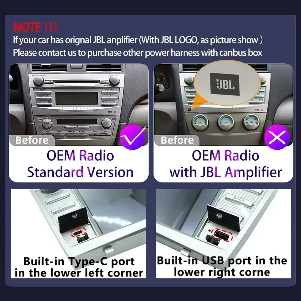 Android 15 Car Radio For Toyota Camry 2006-2011 8inch 1024*600 Carplay Auto Multimedia Stereo GPS Navi Intelligent 8Core IPS HU