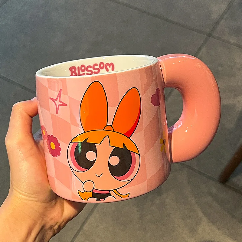 Buttercup Blossom Bubbles The Powerpuff Girls Cute Cartoon Water Cup Kawaii Mug Lovely Ceramic Coffee Cup Periphery Holiday Gift