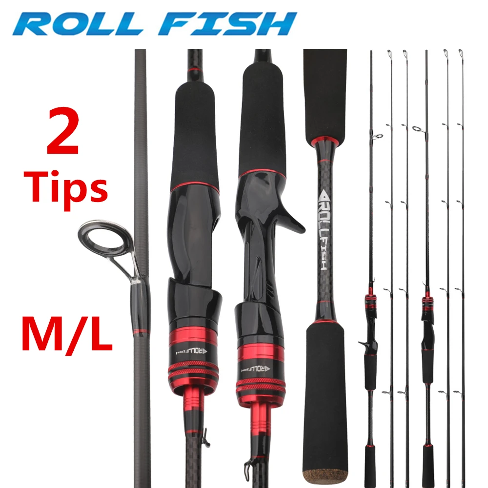 ROLLFISH 2Tips Power M/L Carbon Fiber Lure Fishing Rod 1.68-2.7m Lure WT 4-30g High Quality Freshwater Saltwater Bass Rod