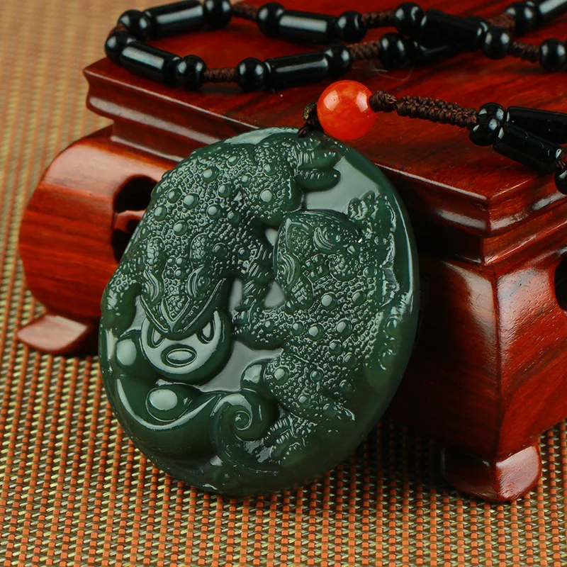 Hetian Gray Jade Pairs Toad Spitting Money Men's and Women's Three-Legged Golden Cicada Pendant