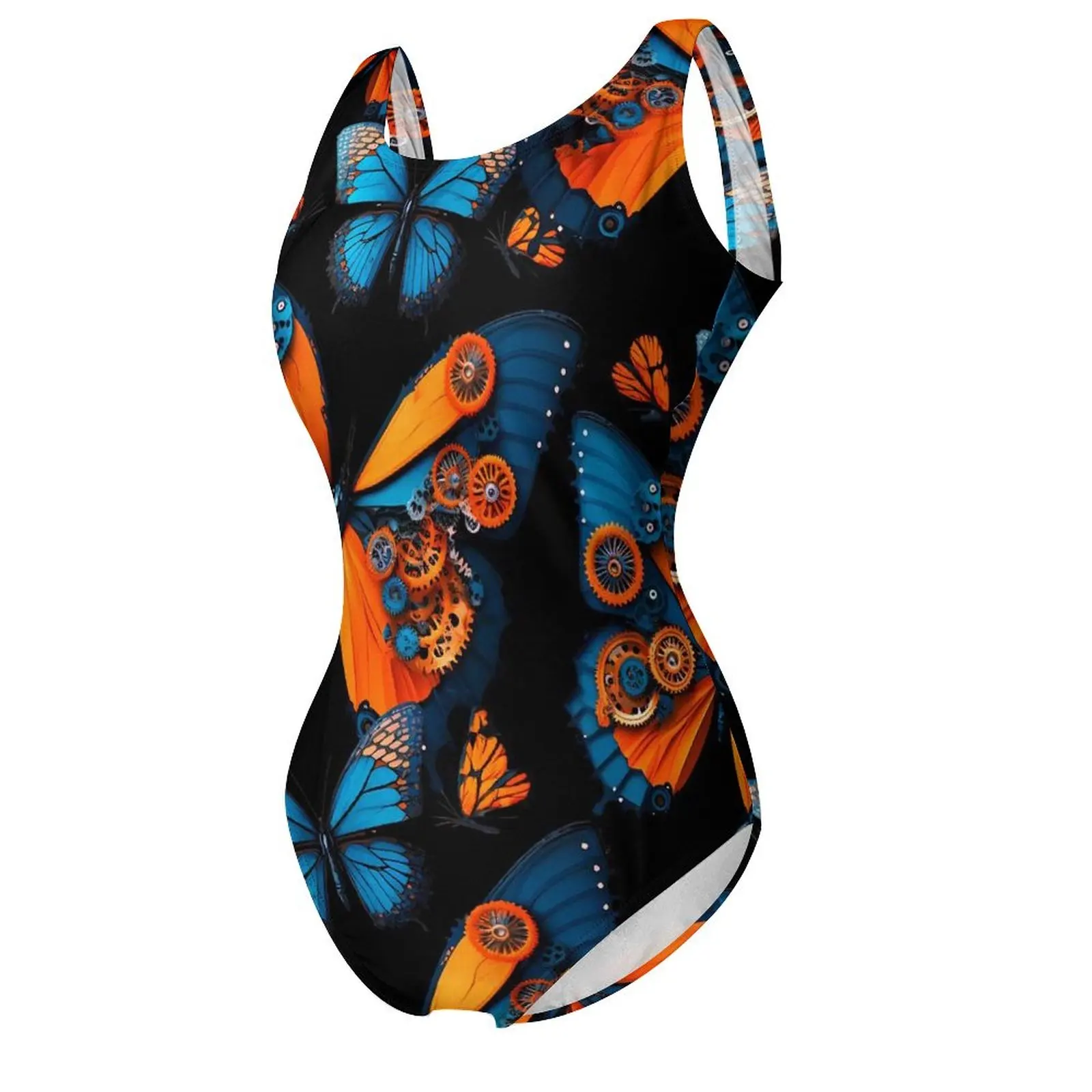 Steampunk Butterfly Swimsuit Abstract Animal Swimwear One Piece Surfing Bodysuit Halter Monokini Lady Push Up Sexy Beach Outfits