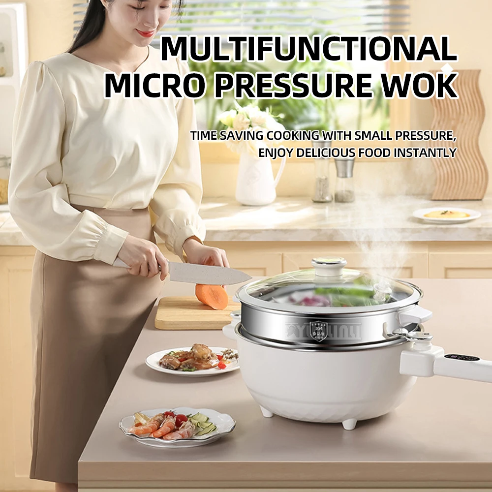 

Multifunctional Intelligent All-in-one Electric Stir-fry 6L Non-Stick Frying Pan Food Steamer