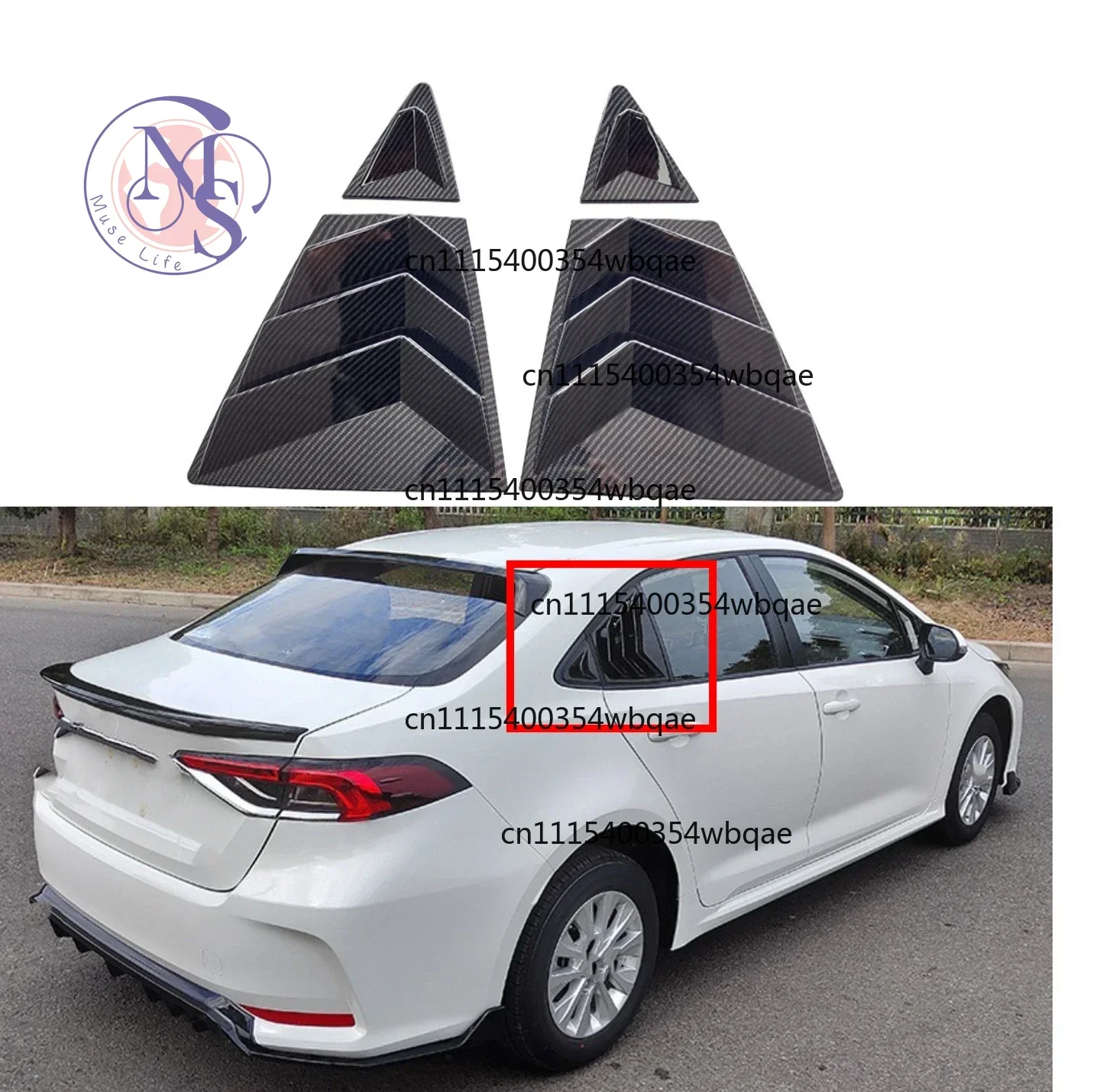 Rear Side Window Louver Vent Scoop Trim Cover For Corolla Sedan 2019-2023 Auto Exterior Accessories