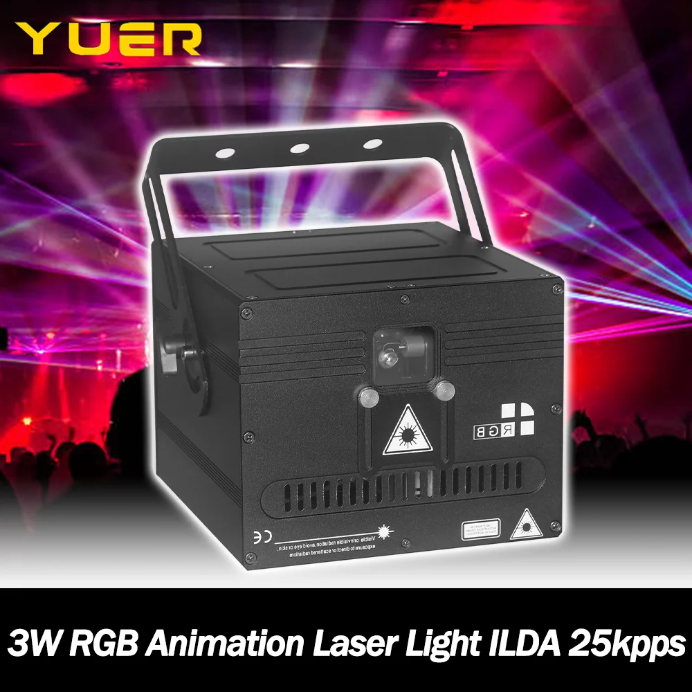 3W RGB Animation projector Laser Light with ILDA 25kpps DMX512 Control for DJ Disco party bar club wedding stage light