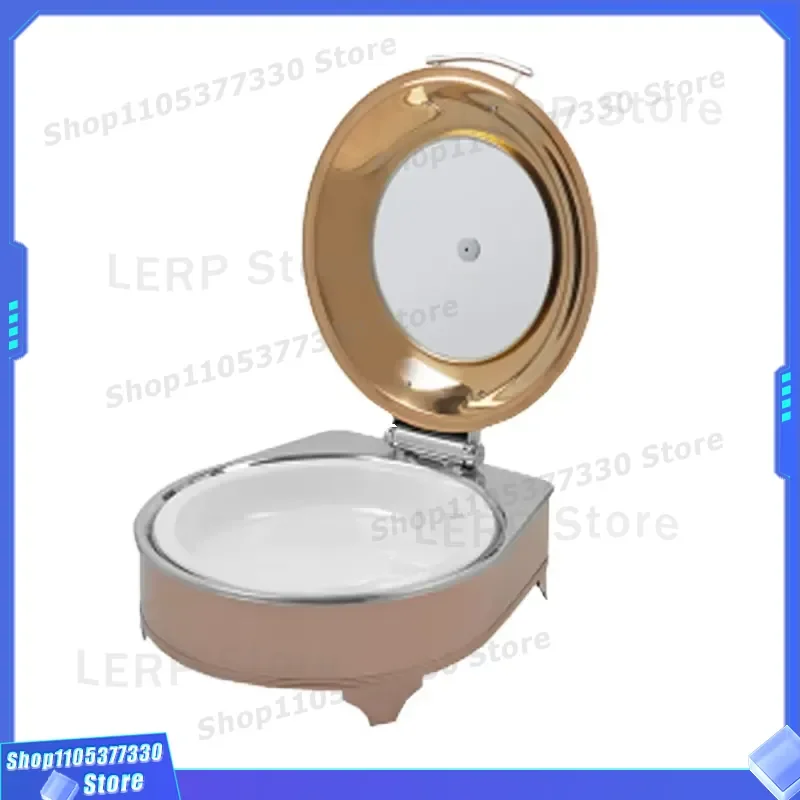 Luxury Brass Copper Hot Pot with Glass Top Electric Heating Round Ceramic Food Warmer Plate for Hotel Restaurant Supplies