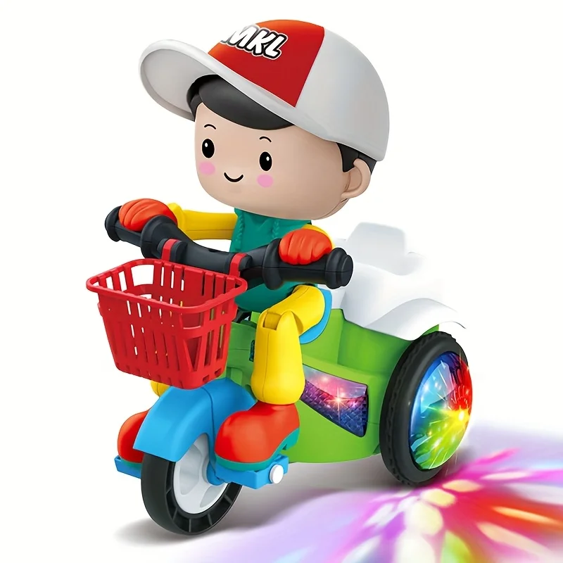 

Electric Tricycle Toy, Automatic Stunt Rotating, Colorful Light, Children’s Gift（Toy car green and purple random）