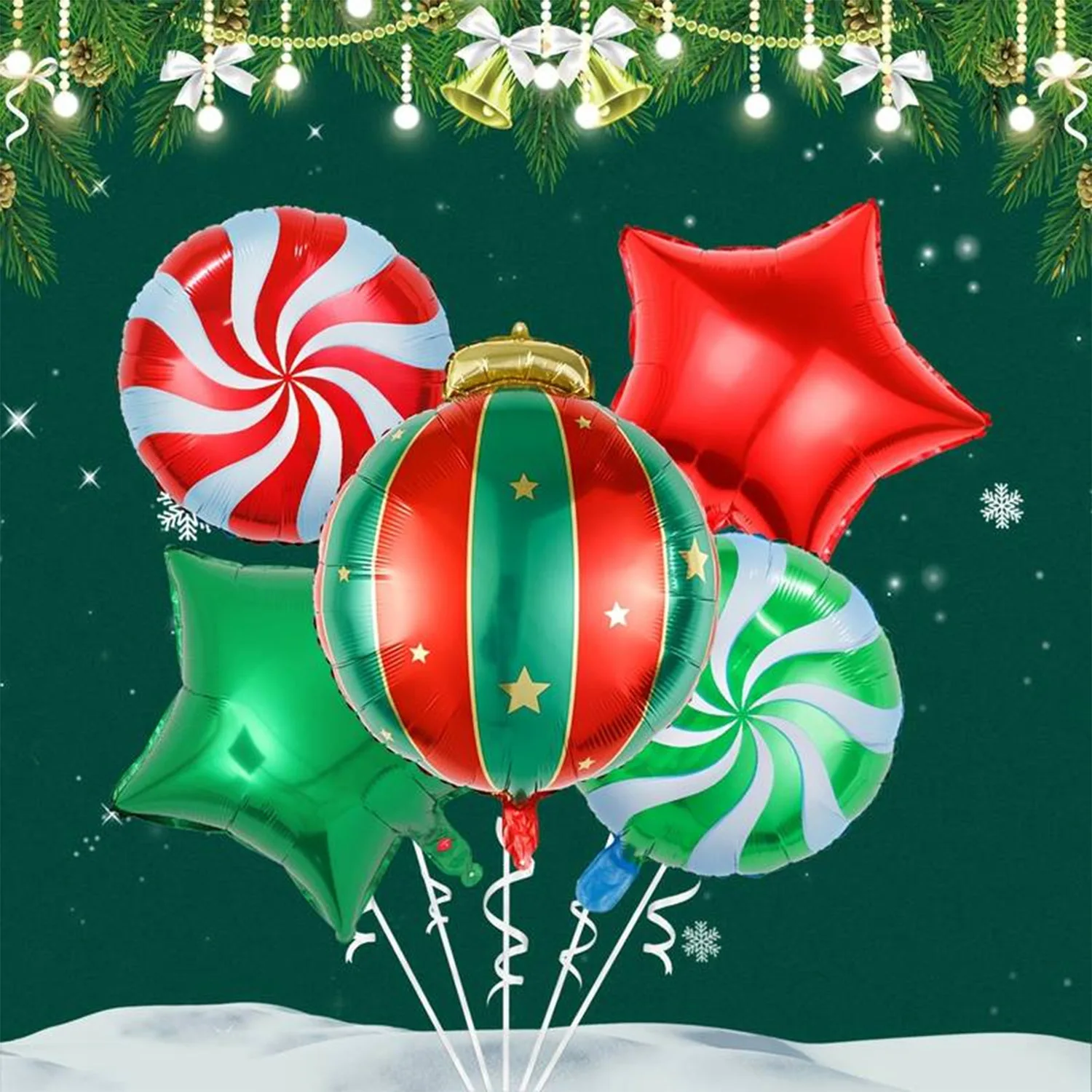 Weihnachten Hängende Kugel Windmühle Rot Grün Pentagramm Aluminium Film Ballon Set Weihnachten Party Hause Einrichtungs Einkaufszentrum Dezember