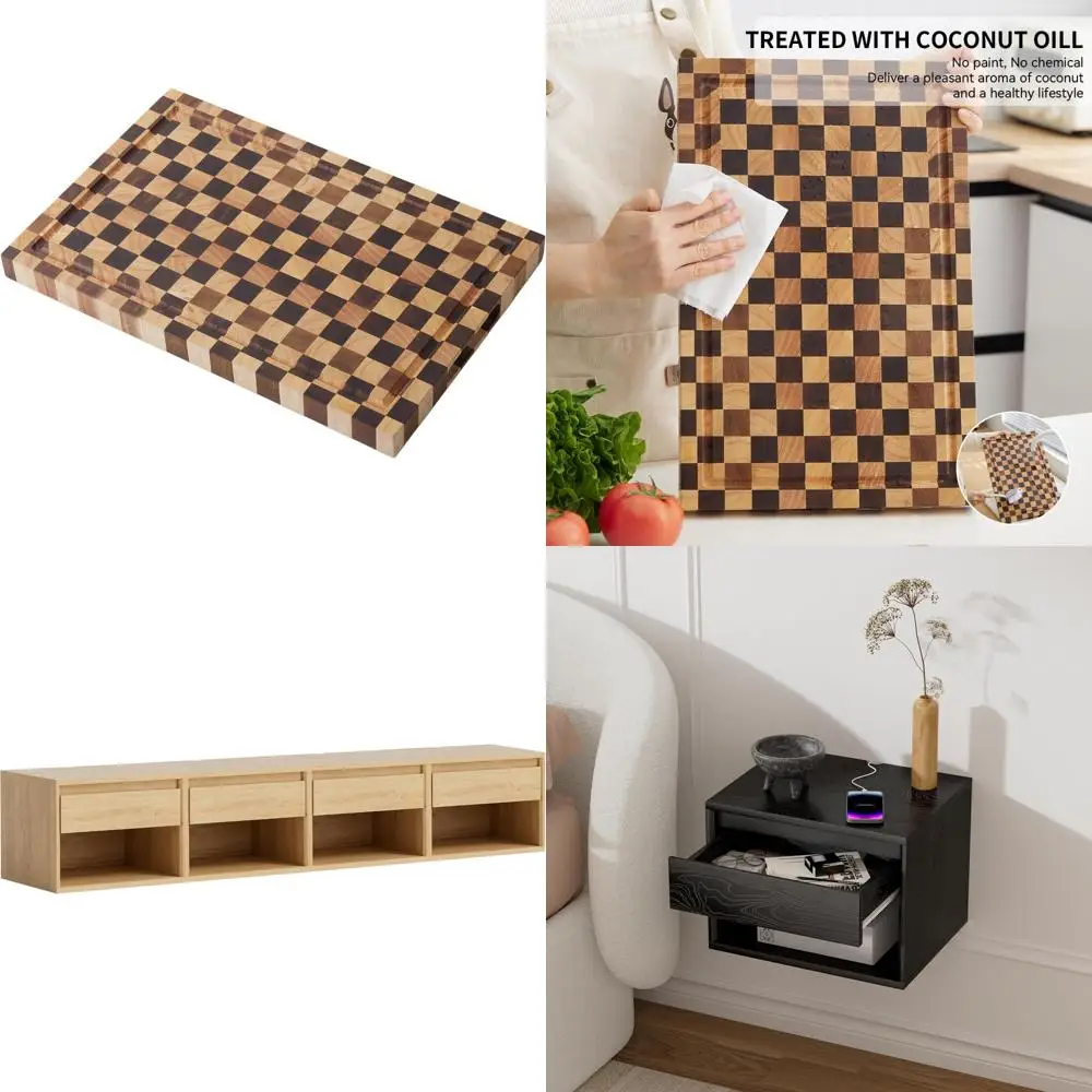 

Kitchen Acacia Wood Cutting Board 17x11x1.2 Inches, Premium Butcher Block with Juice Groove and End Grain Design