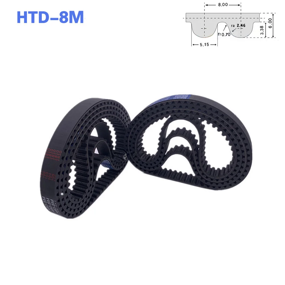 HTD-8M 624mm-760mm Pitch 8mm Timing Pulley Belt Close Loop Rubber Timing Belts Width 15mm 20mm 25mm 30mm 40mm Synchronous Belt