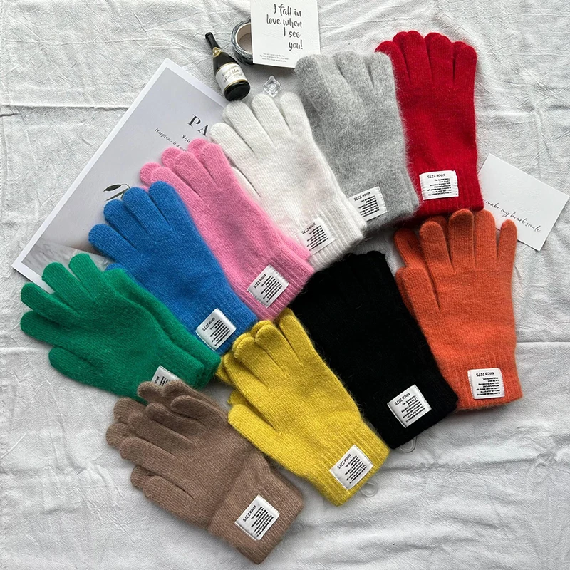 

Winter Knitted Gloves Stretchy Warm Gloves Solid Color Fingered Gloves For Cold Weather Girls Men Women And Teens Winter Mittens
