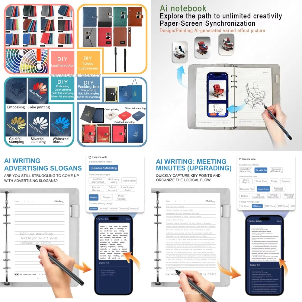 

Top Selling AI Diary 2026 for AI Notebook A5 Agenda for Students Professionals Leather Journal Notebook Diary with Smart Pen