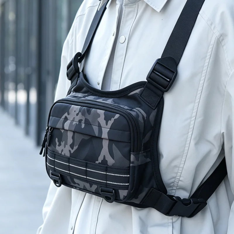 Funktionale Taktische Brusttasche Outdoor-Weste Hip-Hop Street Chest Pack Wasserdichte Atmungsaktive Paar-Tasche Sport-Rucksack – Detail 18