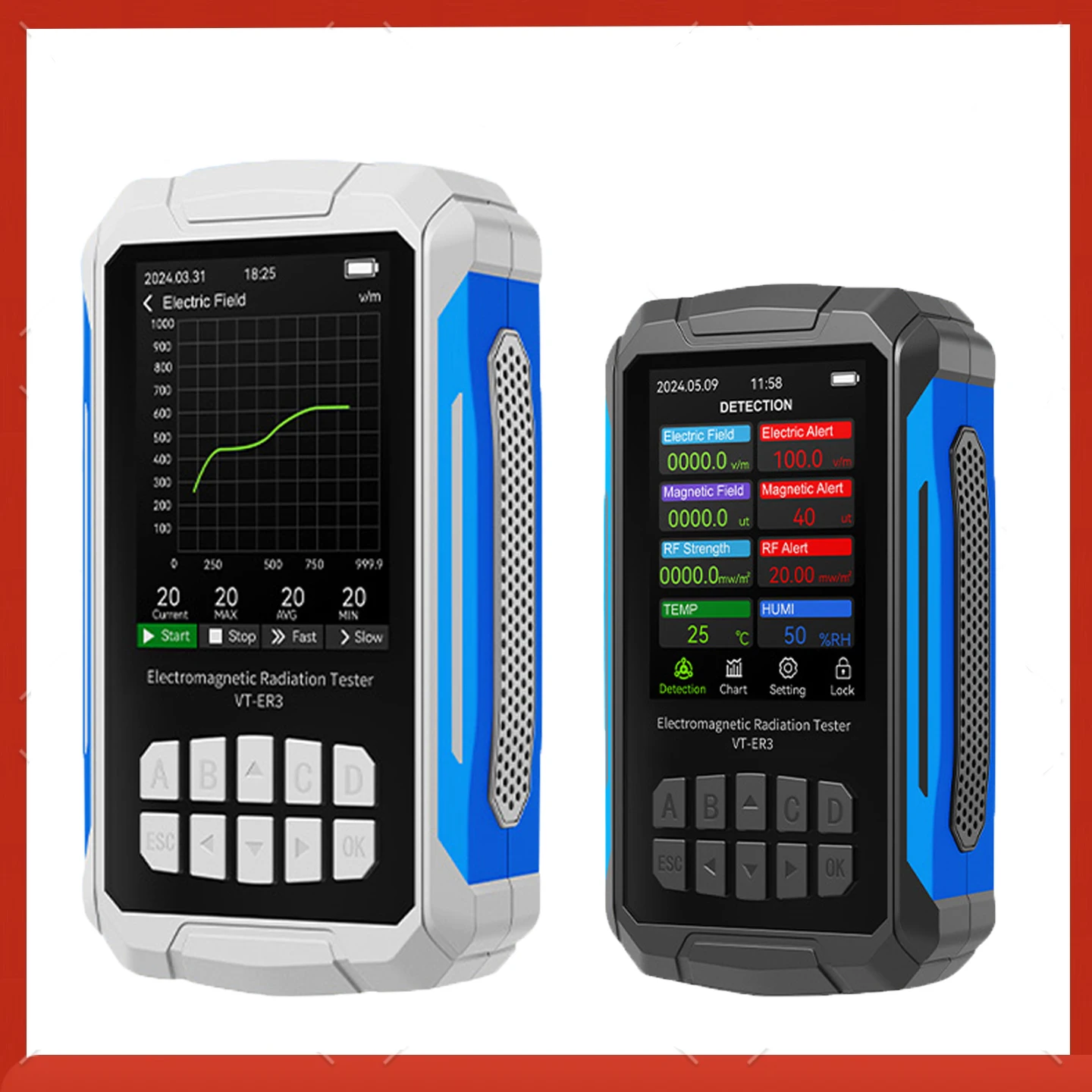 Temp Humidity Tester EMF Meter 5-in-1 Electromagnetic Radiation Detector Radio Frequency Electric Field Magnetic Field Intensity