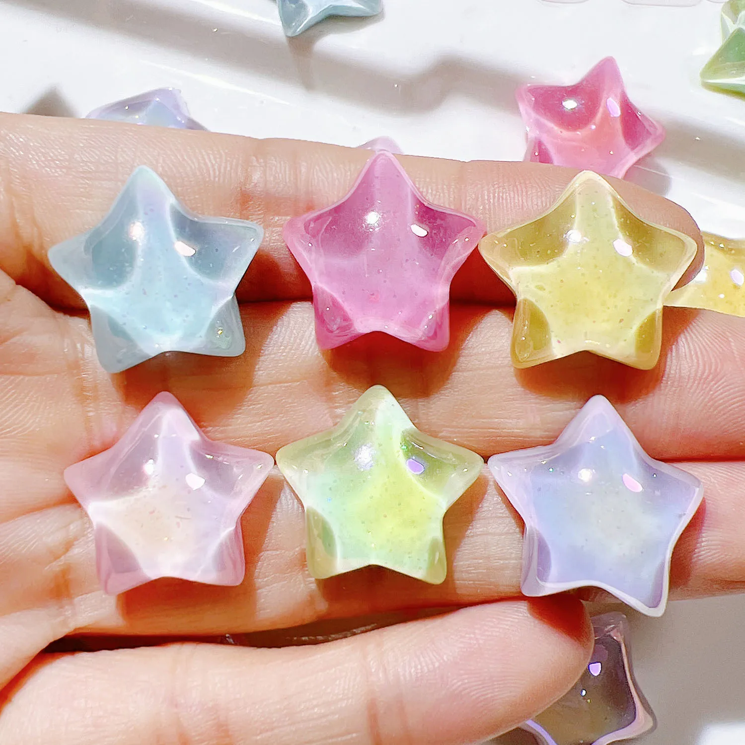 10-20Pcs Glitter Star Flatback Resin Accessories Planar Patch DIY Earring Bracelet Charms Girl Crafts Sewing Decorative Supplies