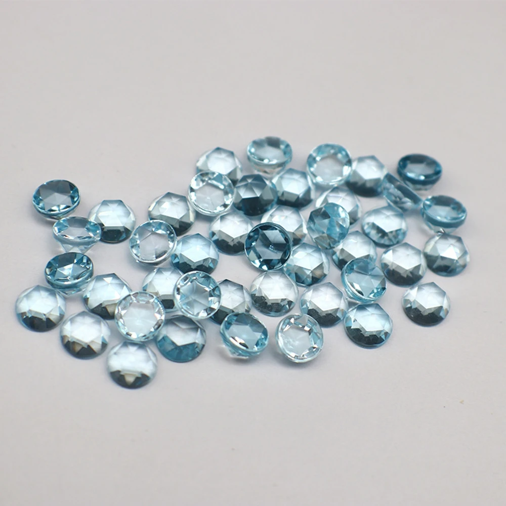 

5pcs Round Flat Rose Cut Sky Blue Topaz Stone