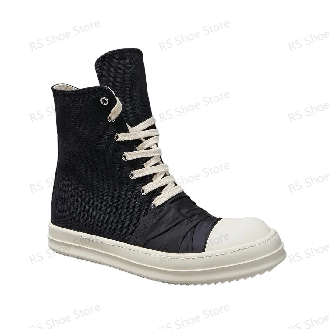 

Ro Boots Men Shoe Brand Women Sneaker Black Canvas Shoes High Top Casual Sneakers Lace Up Zipper Luxury Flat Ankle Boot