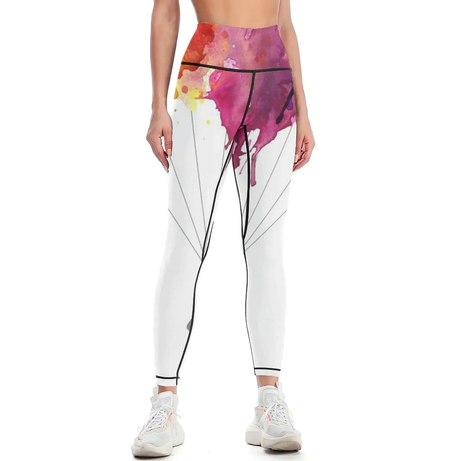 

Skydiving, Skydiver parachute, parachuting. Watercolor Illustration Leggings active wear Women's fitness Womens Leggings