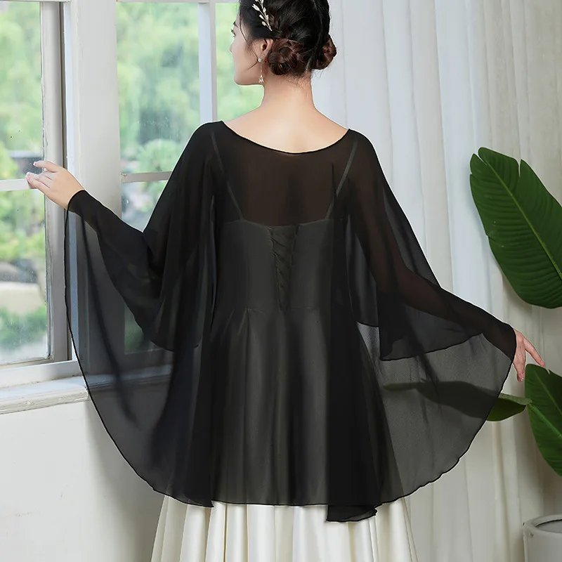 Ladies Chiffon Solid  Pullover Capes Shawl Hi-low Hem Thin Soft Shrug  for Wedding Bridal Bridesmaid Evening Party Dress 2024