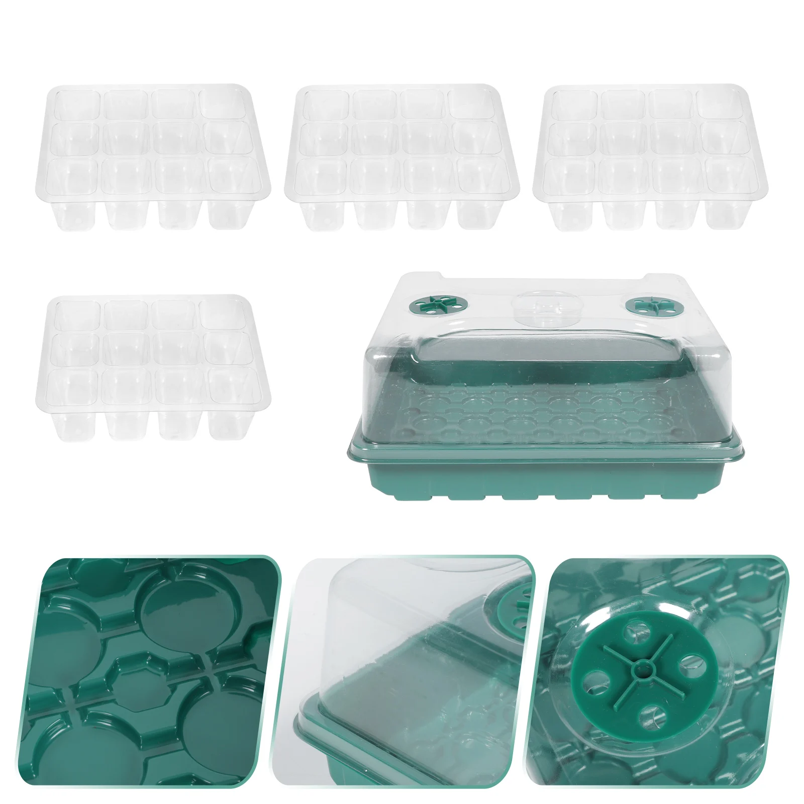 

Planting Box Set 12-Hole Seed Trays Germination Dome PP Material Home Gardening Nursery Plant Growing Box Sowing Tray Garden