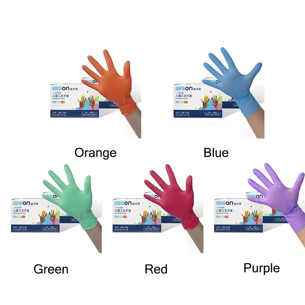 10 Pairs Nitrile Kids Working Gloves Safety Multi-purpose Protective Gloves Drawing Painting Camping Antiskid Disposable Gloves