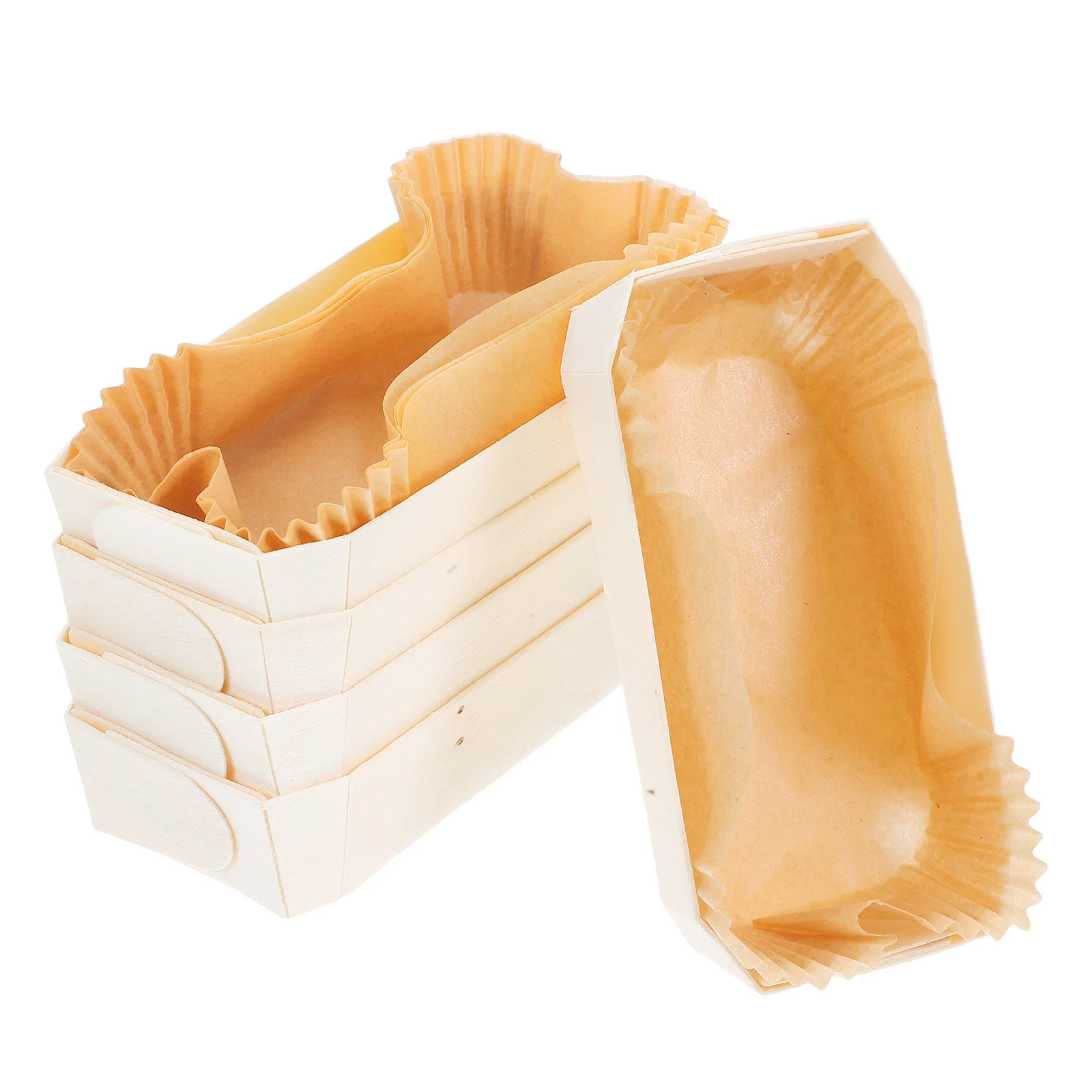 

1Set Rectangular Baking Mold Wooden Loaf Pan with Paper Liners High Grade Natural Wood Bakeware for Savory Dishes Cakes Bread
